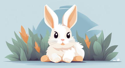 rabbit, bunny, animal, easter, cartoon, vector, illustration, hare, design, pet, baby, cute, holiday, happy, spring, mammal, art, nature, card, toy, animals, pets, egg, fun, drawing