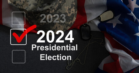 An American army camouflage and badge during elections