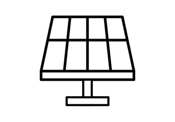Icono negro de panel solar en fondo blanco.