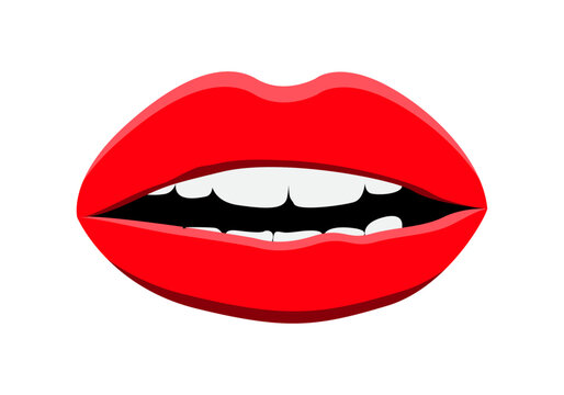 Boca de labios rojos y sensuales de mujer.