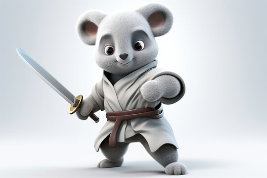 3d cartoon ninja koala character