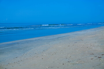 The sea beach in summer is very beautiful.