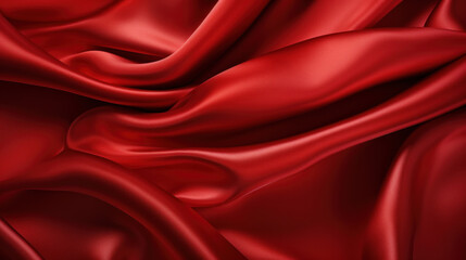 Obraz premium The rich texture of wavy red satin fabric exudes luxury, depth, and a tantalizing sense of touch.