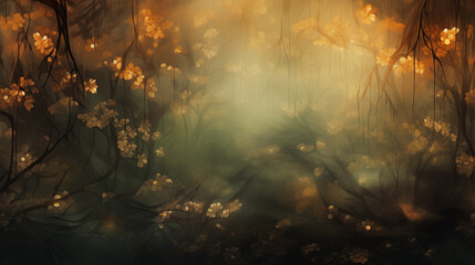 Obraz na płótnie Canvas Mystical Enchanted Forest Glow Abstract patterns
