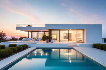 Modern minimalist villa with pool