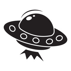 Space transport UFO black stencil icon. World UFO Day, vector illustration.