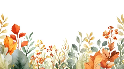 Tuinposter botanical border watercolor frame template © dit26978