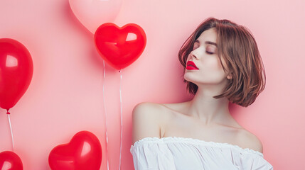 girl with heart shaped balloons