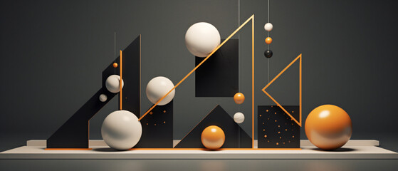Set of geometric compositions 3d render