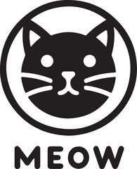 minimal cat face logo vector art illustration, cat icon vector illustration