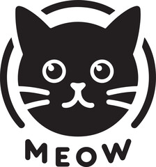 minimal cat face logo vector art illustration, cat icon vector illustration