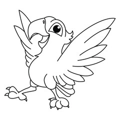 Funny parrot cartoon for coloring book.