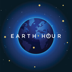 Fototapeta premium Free vector hand-drawn earth hour illustration with planet earth
