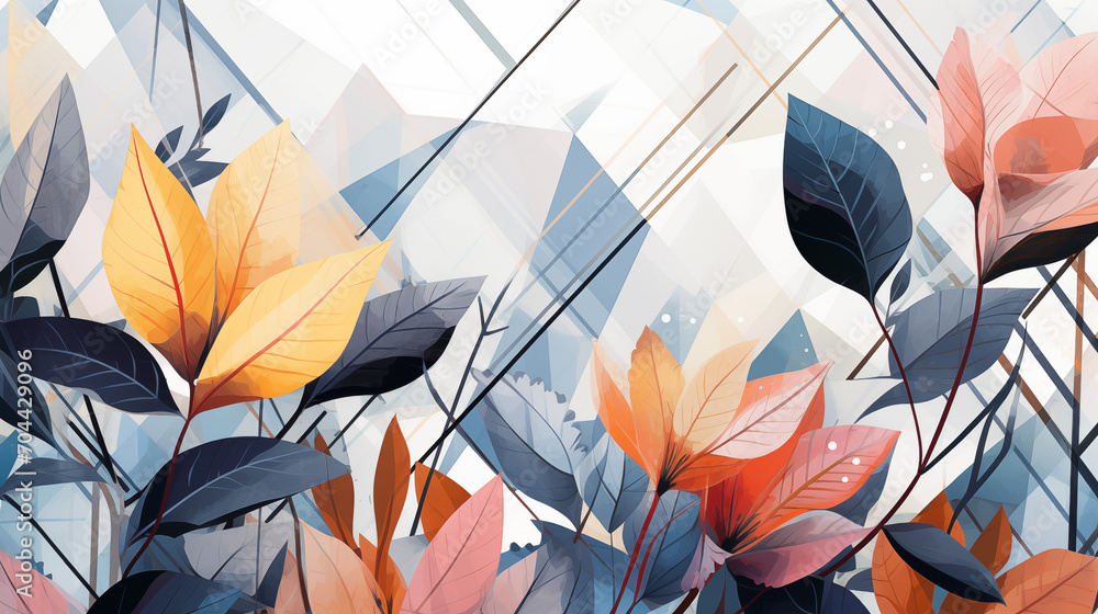 Poster modern botanical fusion abstract patterns