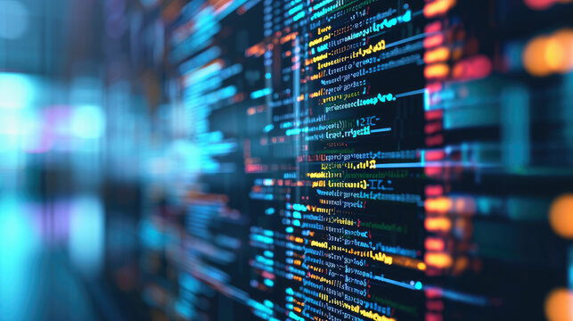 Digital cyberspace with particles and Digital data network connections. Technology Abstract Background, Data Analysis and Access to Digital Data, Cyberspace with Particles concept.