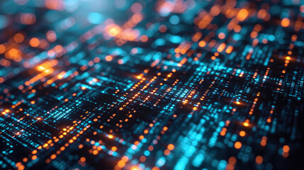 Digital cyberspace with particles and Digital data network connections. Technology Abstract Background, Data Analysis and Access to Digital Data, Cyberspace with Particles concept.