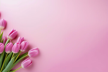 womens day back ground with pink roses, copy space