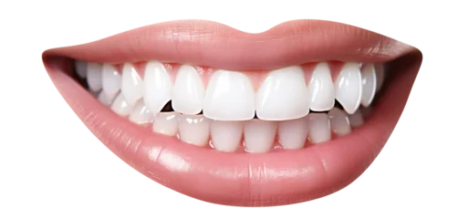 Fotobehang Smiling female mouth with shiny healthy white teeth, cut out © Yeti Studio