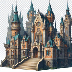 Fototapeta premium castle surrounded by nature and sunlight creating an atmosphere of magic and mystery.