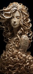 Unique Paper Art Portrait of a Woman - Handmade Craft Creation