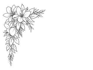 Bouquet Flower Corner Outline Illustration
