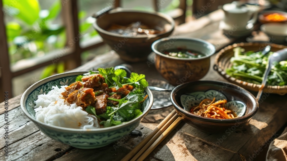 Wall mural Bun Cha Ha Noi, traditional Vietnamese food