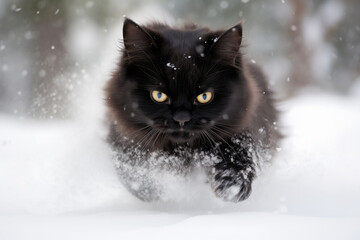 Mid-Air Snow Dance: Black Cat's Frolic