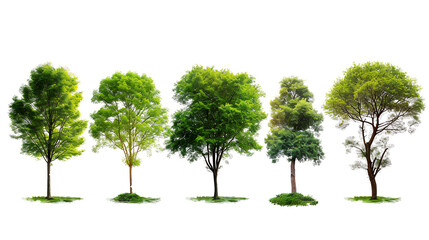 Fototapeta na wymiar Pack of trees on transparent background PNG for decorating projects.