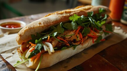 Vietnamese pork sausage salad with vegetables Garnish with vegetables and cucumbers.