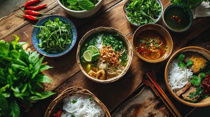 Bun Cha Ha Noi, traditional Vietnamese food - obrazy, fototapety, plakaty