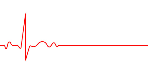 Red heartbeat line icon on white background - obrazy, fototapety, plakaty
