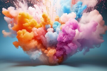 Multicolored fluffy clouds powder background