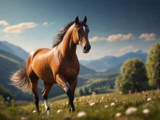 Obraz premium Horse running in the meadow