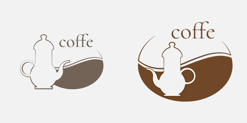 Two logo options with a coffee pot and the inscription “coffee” in light colors