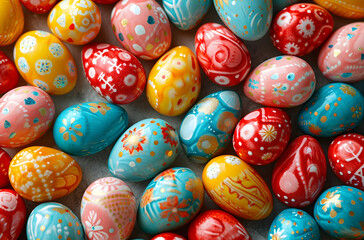 Fototapeta na wymiar Easter colorful eggs. Art background, Eastern Europe 