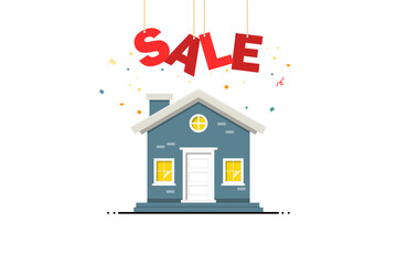 Housing for sale on isolated background, Vector illustration.