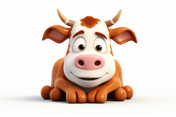 cute cow 3d animal lying down