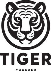 minimal Roar Tiger logo vector silhouette, black color silhouette, illustration