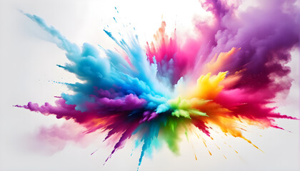 Abstract colorful smoke and colorful gas on White Background 