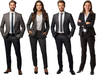 Business men and women on a transparent background