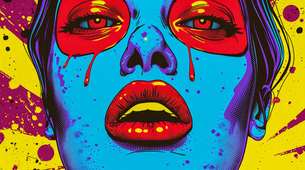 Pop art comics face, psychedelic art, Generative AI