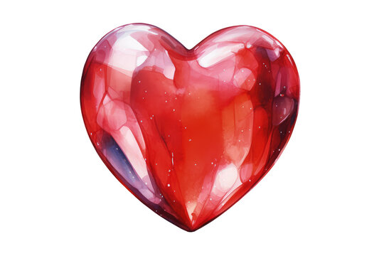 Watercolor red heart isolated. Valentine's Day postcards and greeting cards design.
