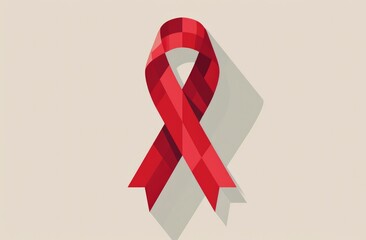 Cancer awareness red ribbon isolated on white background