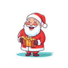happy santa claus with gift box