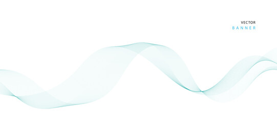 Abstract illustration of vector banner. Modern vector banner template with blue wavy lines.