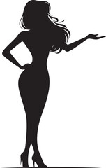 Silhouette of woman presenting something pose
