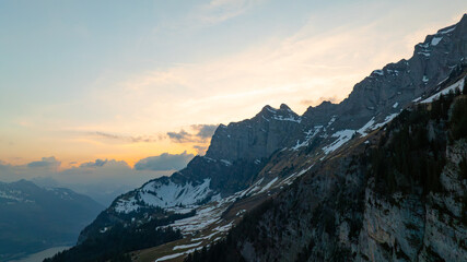 Sunset in the mountains of Switzerland
