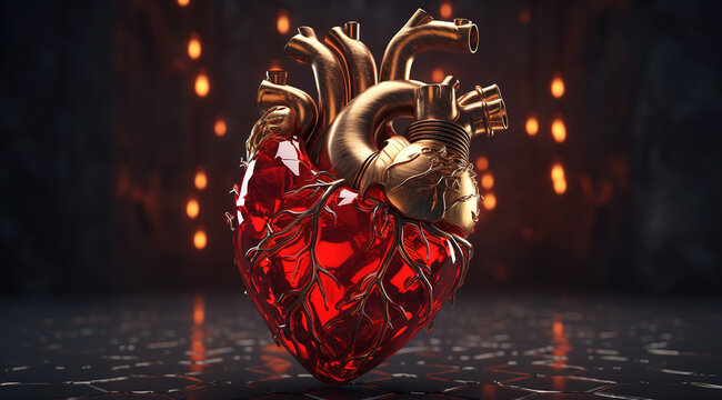 realistic image of heart illustration, gold 7