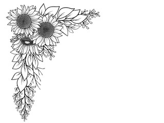 Flowers and Leaves Border Illustration
