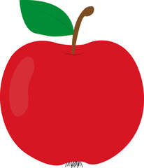 Fresh apple. Apple with stem and leaf. Natural product. Healthy food and diet. Decoration of greeting cards, posters, patches, prints on clothes, emblems.